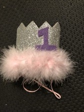 NEW Mud Pie Silver Pink purple 1st Birthday Baby Girl Party Crown Headband