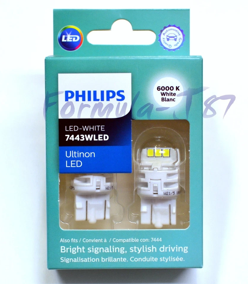Philips Ultinon Luz LED 7443 Blanco 6000K Dos Bombillas Freno Parada Cola Repuesto Foto 3 de 4