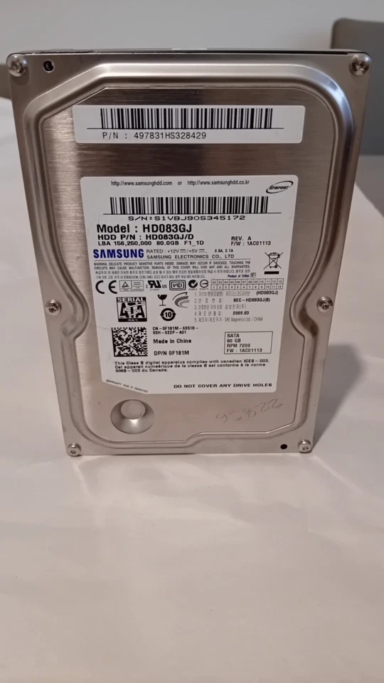 Samsung HD083GJ/D 80GB Hard Disk Drive FW : 1AC01113 - Image 2 of 4