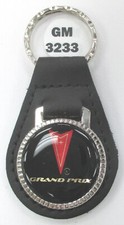 Black Pontiac Grand Prix 3233 Black Leather Chrome Key Ring 2006 2007 2008