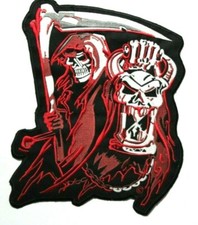 Satan Skull Reaper Lamp Embroidery Iron on Patches Large Back Badge Jacket Biker