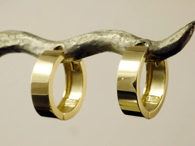 750 Gold Creolen Scharnier Creolen 13,8mm x 4,1 mm 1 Paar - Bild 1 von 3
