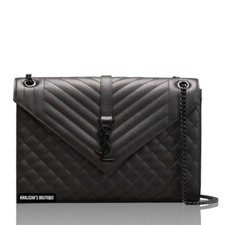 Authentic Ysl Saint Laurent Large Triquilted Matelasse Grain De Poudre Msrp$3300