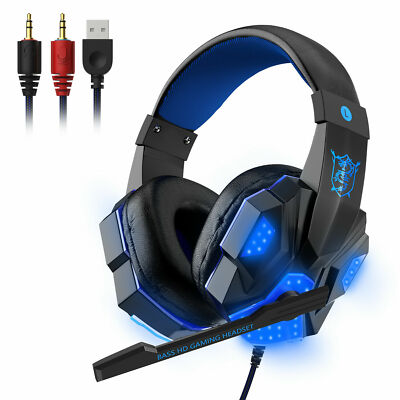 For PS4 PS5 Xbox  Switch PC 3.5mm Stereo Headphones Mic LED Gaming Headset