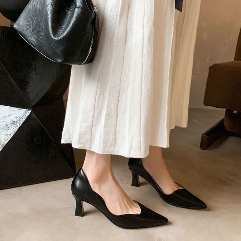 Elegant Ladies OL Dress Pumps Shoes Leather Pointy Toe Slip On High Heels  Shoes | eBay