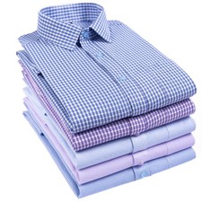 Mens Dress Shirts Formal Business Long Sleeve Slim Fit Pocket Casual Shirts Tops