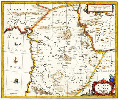 1660 Syria Map by Jan Jansson Wall Art Poster Print Decor History Holy Land