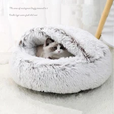 Cat Nest Warm Bed Pet House Sleeping Bag Winter Long Plush Bed For Small Dogs US
