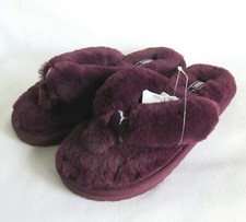 PUMA GIRLS YOUTH SZ 12 FLUFF FLIP SANDAL SLIPPER HOUSE SHOE FURRY DARK PURPLE