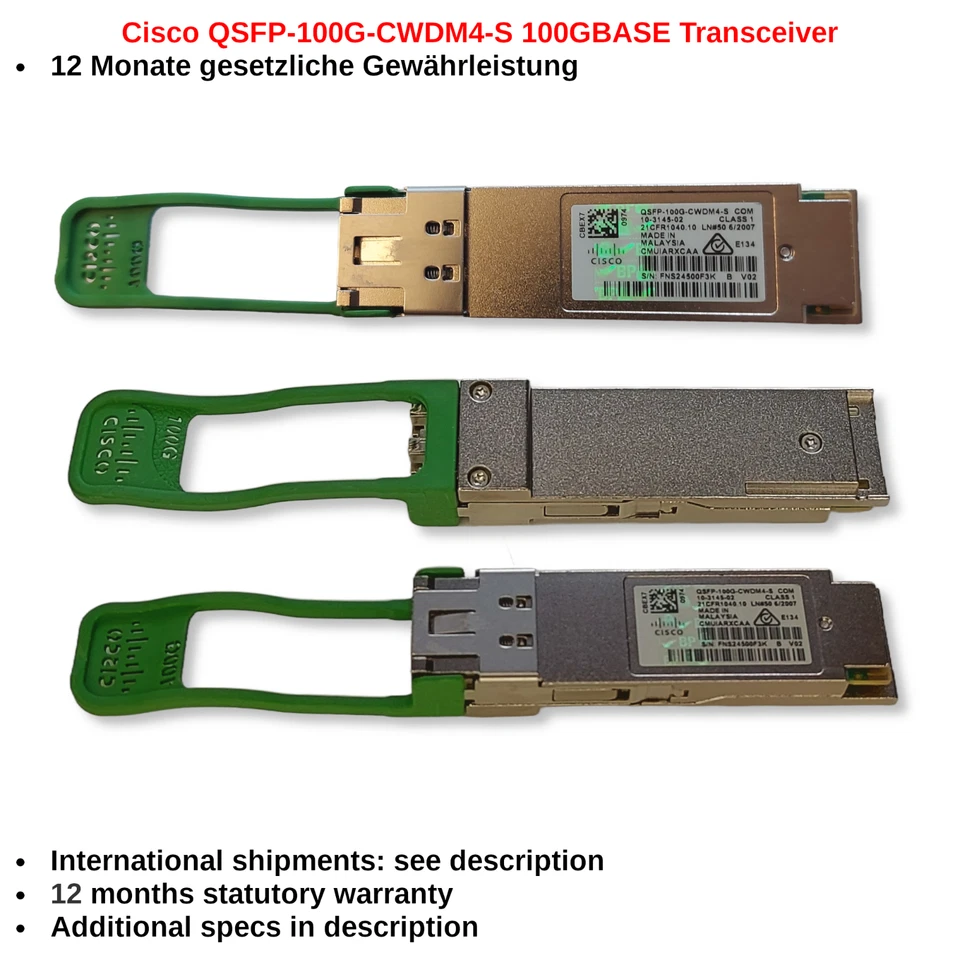 Cisco QSFP-100G-CWDM4-S 100GBASE CWDM4 QSFP Transceiver 10-3145-02