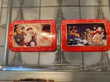 Vintage The Tin box Company of America Inc Christmas Santa  Claus  Lot  2  NEW