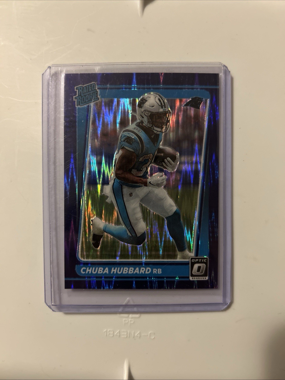 2021 DONRUSS OPTIC CHUBA HUBBARD PURPLE SHOCK PRIZM RATED ROOKIE RC #225 NM
