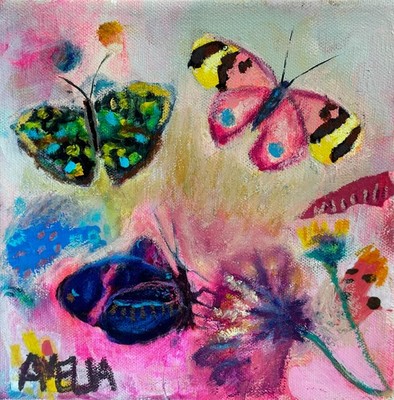 Original Art Painting Butterfly OOAK Realm of the Butterflies 8'' x 8'' Wall Art
