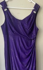 R&M Richards Purple w/Silver Glitter A-Line Dress Jeweled wide strap Size 16
