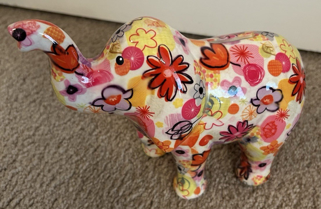 Pomme pidou（ポンピドゥー）馬 Pomme Pidou Elephant Piggy Bank with Pinks, Purples, Oranges