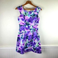 Eliza J. Short Floral Purple and Blue Women's A-line Dress Size Medium