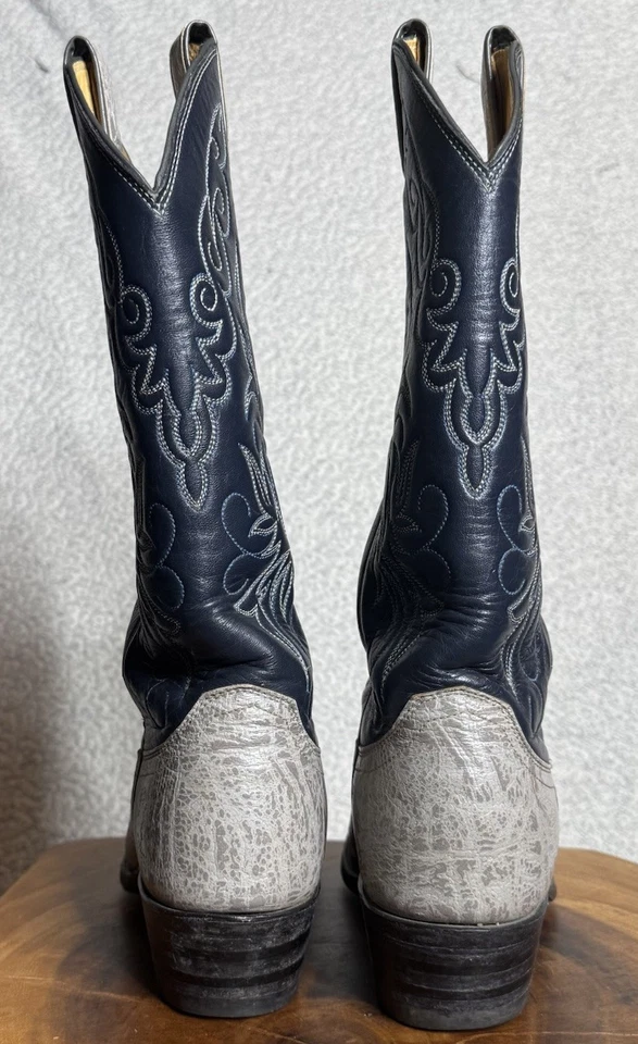 Botas de Vaquero Justin 4569 De Colección Estampado Elefante Gris Azul Hechas en EE. UU. Juveniles 5 C Foto 4 de 4