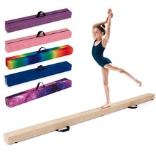 9 FT Folding Gymnastic Beam w/Anti-slip Base, Pine Wood Frame, Carrying Handle