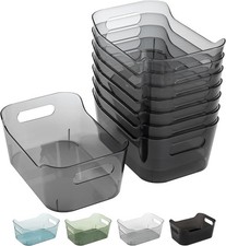 8 Pack Plastic Storage Bins, Clear Pantry Organizers and Storage Containers,