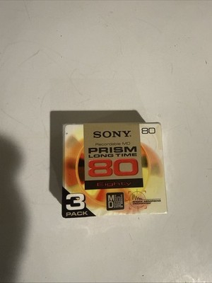 (1) SONY Prism Long Time Gold MD MiniDisc MDW-80H 80mins Sealed RARE 3 Pack