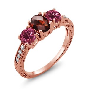 Authentic 2.16ct Checkerboard Garnet Pink Tourmaline 18K Rose Gold Plated Silver Ring