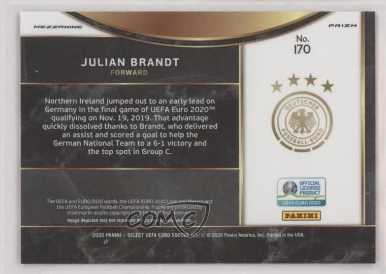 2020 Panini Select UEFA Euro Preview Mezzanine Tri-Color Prizm Julian Brandt - Image 2 of 2