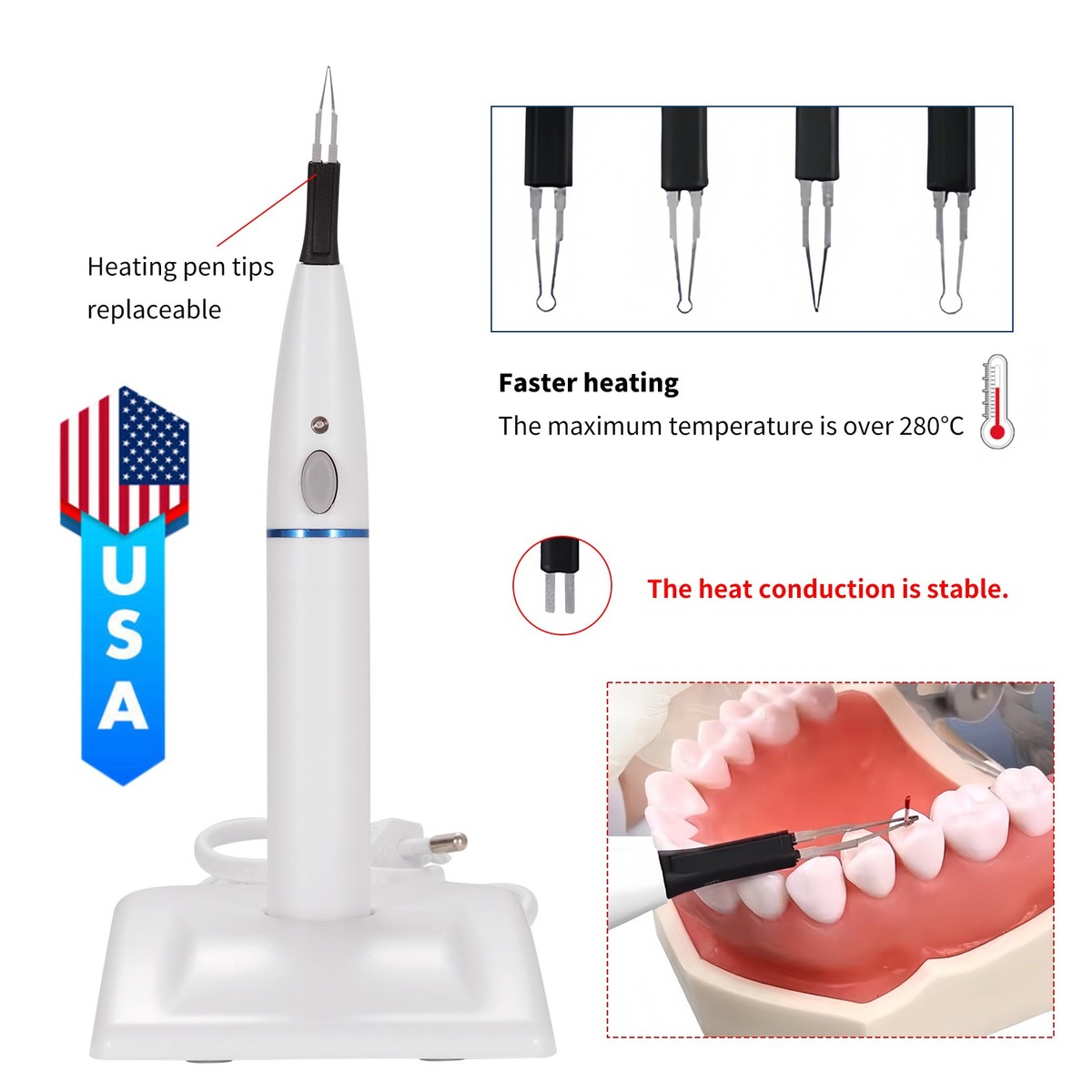 4 Punte Taglierina Endodontica Per Guttaperca Riscaldata – Strumenti Dentali Per Denti