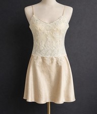 Victoria s Secret Lace Slip Dress Sz M Satin Babydoll Lingerie Y2K READ FLAW
