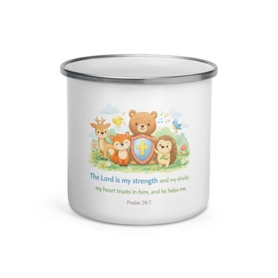Psalm 28:7 Spanish Scripture Kids Mug   The Lord Is My Strength Enamel Cup