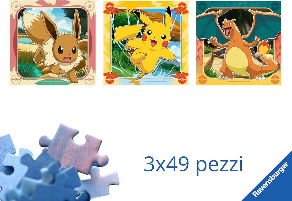 - Puzzles Pokémon Confezioni Da 3 | Puzzle Bambini 5 Anni O Più | Regalo Bimba 5 - Immagine 2 di 4