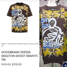 GOODBRAND Skeleton Ghost Luxury Graffiti Tee Size Large
