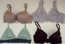 Lot of 4 Victorias Secret PINK Push Up Bras Bralettes Size 34C Large Lace