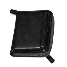 Fashion Men's Leather Business Wallet W/ Coins Pocket Zipper Purse Brown Black B
