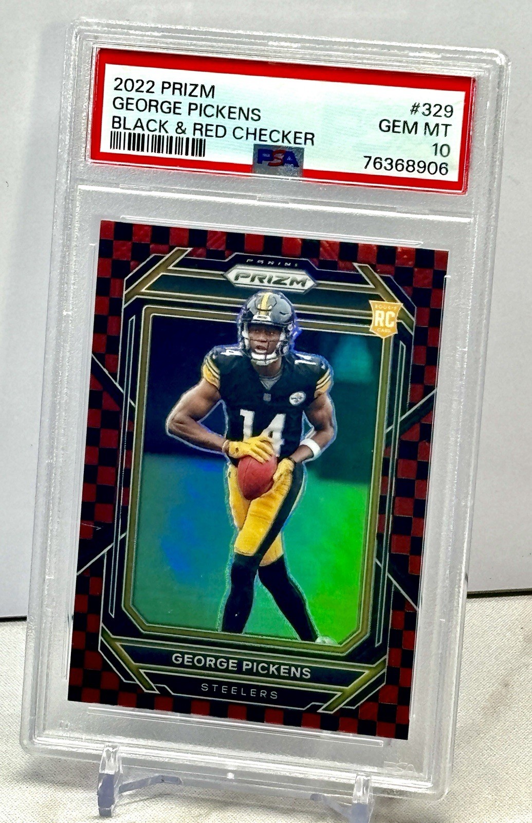 2022 PRIZM George Pickens Rookie BLACK & RED CHECKER 329 RC SSP Cowboys Case Hit