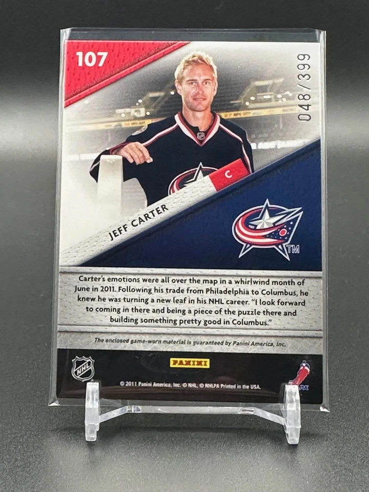 2011-12 Panini Certified #107 Jeff Carter /399 MEM Columbus Blue Jackets - Image 2 of 2