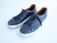 Russell & Bromley Mens Navy Croc Embossed Leather Low Top Trainers UK 9