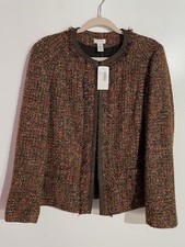 Chicos Blazer 2 Tweed Wool Office Rainbow Shine Business Corpcore Metallic