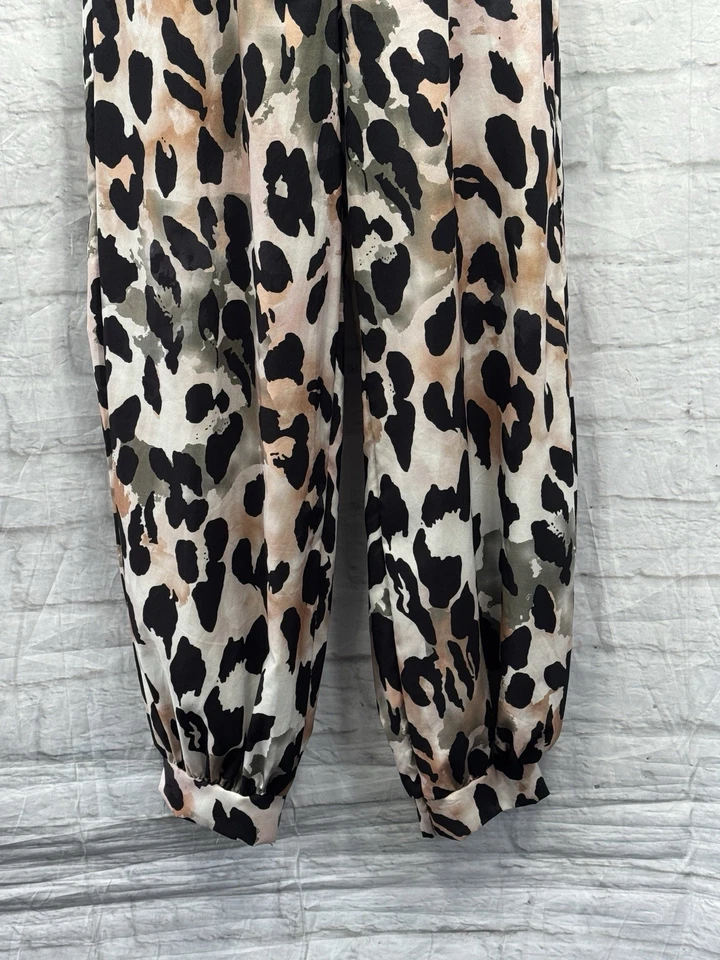 Сделано в Италии атласный комбинезон размер 10 животное печати бежевый коричневый черный карманы опрятный - Изображение 3 из 4