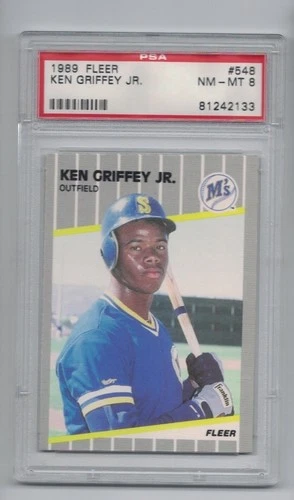 1989 FLEER #548 KEN GRIFFEY JR GRADED PSA 8 NM-MT ROOKIE