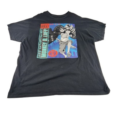 One Piece Film Red Monkey D Luffy Shirt Mens 2XL Black Anime Ripple Junction Tee