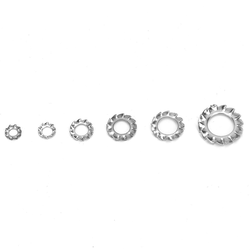 300pcs Stainless Steel Washer M2.5M3M4M5M6M8 External Toothed Screw Nut