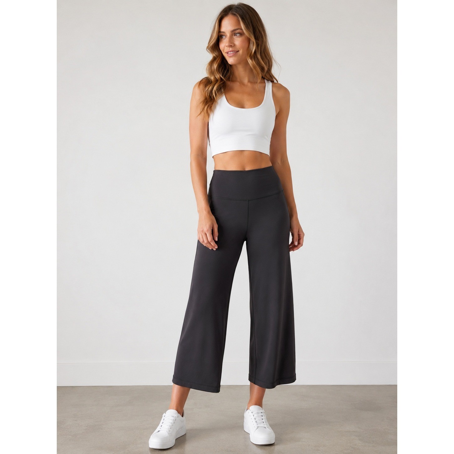 Lululemon Align High-Rise Wide-Leg Crop Pants Womens 2 Black Nulu Athleisure