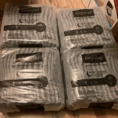Depend Night Defense Overnight Underwear Men Large Gray 14 Count Super Absorbent