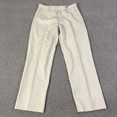 Banana Republic Modern Pleated Pants Mens 33x32 Cotton Linen Blend Lined