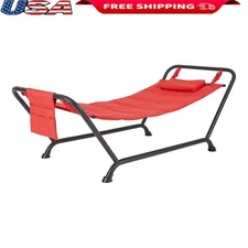 Durable Outdoor Hammock W/ Stand & Pillow Relaxation Comfort Easy Assembly New