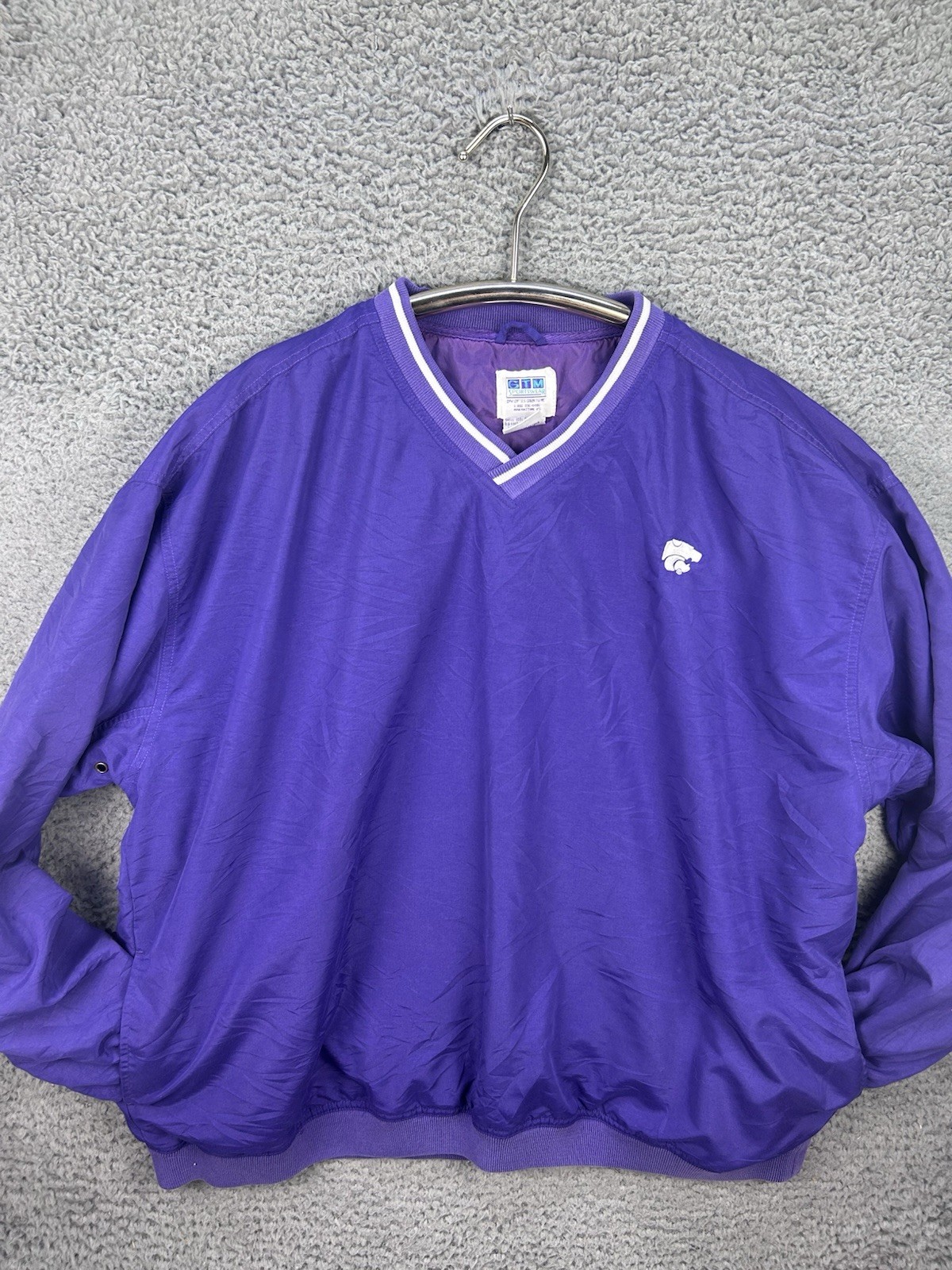 Vtg Kansas State Wildcats Pullover Jacket Mens 2X Purple Windbreaker University
