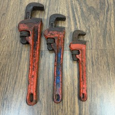 Vintage Ridgid Pipe Wrenches Lot Of 3 Pieces 8”, 14” & 18” Heavy Duty USA MADE