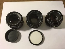 3 Camera LensesSMC Pentax 50mm F2, SMC Pentax 55mm F1.8, Takumar 55mm F1.8 AS/IS