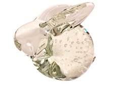 Bunny Rabbit Paperweight Glass Art Clear Handblown Controlled Bubble Z219