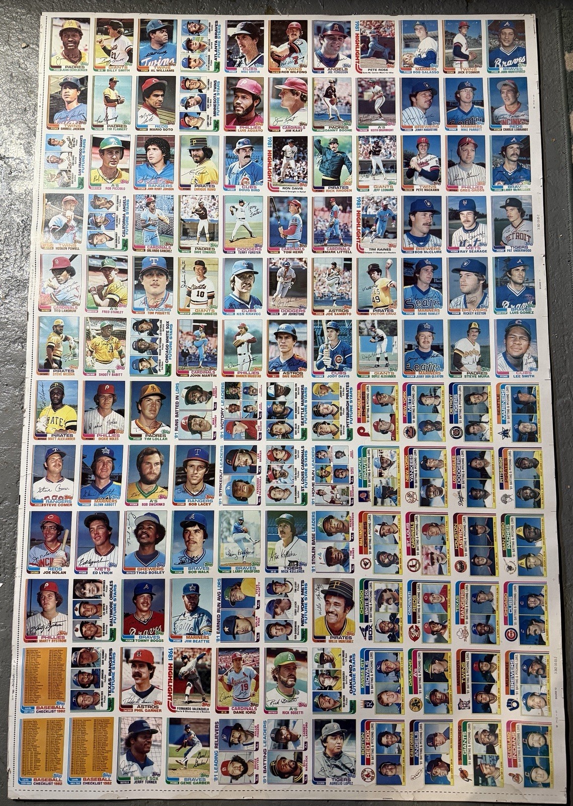 1982 Topps Baseball 132 Card Uncut Sheet! Cal Ripken Jr RC #21, Lee Smith HOF